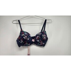 Adore Me Women's 32C Navy Blue Floral Contour Full Coverage Bra NWT